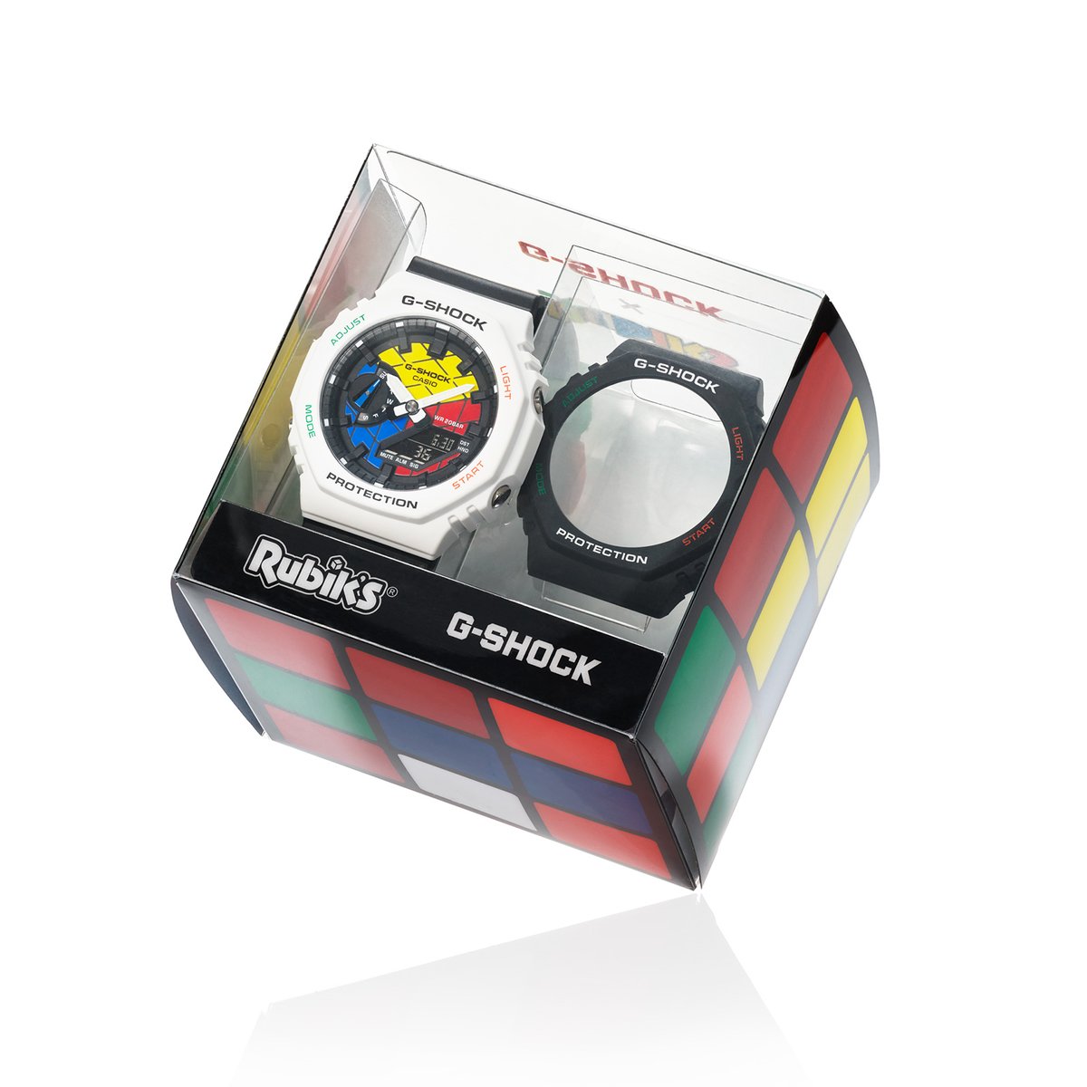 javyscasio's tweet photo. G-SHOCK x Rubik's Cube Collaboration Model
- GAE-2100RC-1A
Dial, band loop, and buckle are accented in iconic Rubik’s Cube colors for a G-SHOCK with a uniquely whimsical mood.
#javys #gshock #RubiksCube #AnalogDigital #extrabezel #GAE2100 #CollaborationModel #魔方聯名款 https://t.co/GX1MEqZ3nN