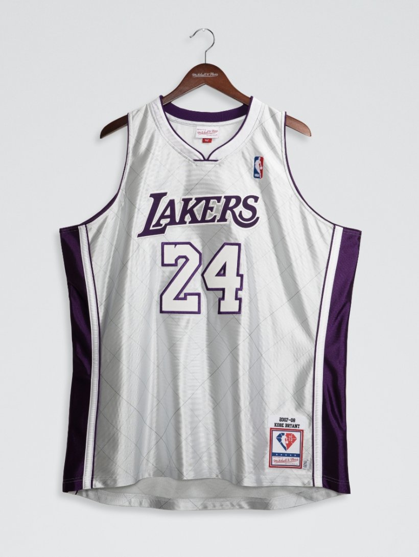Kobe Bryant Los Angeles Lakers Mitchell & Ness 2007-08 Hardwood Classics  75th Anniversary Platinum Authentic Jersey - Silver