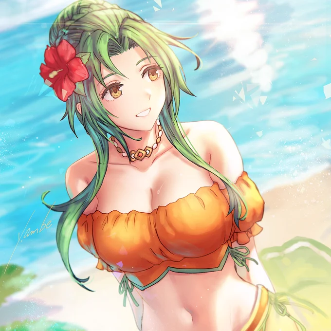 『水着エリンシア様』実装記念ファンアートです🐚
"Summer Elincia" fanart🌺
#FEHeroes #FEヒーローズ 