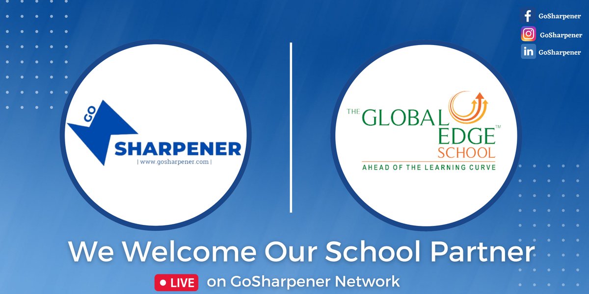 GoSharpener's tweet photo. We are thrilled to #announce The Global Edge School (Vasanth Nagar, Kukatpally, Kokapet, and Madhapur) as the newest #School #Partner to be #onboarded on our #new-age #youth #network.
Let’s #shape the #world #together.
.
.
.
#network #school #gosharpener https://t.co/dC2Wc4Pf6S