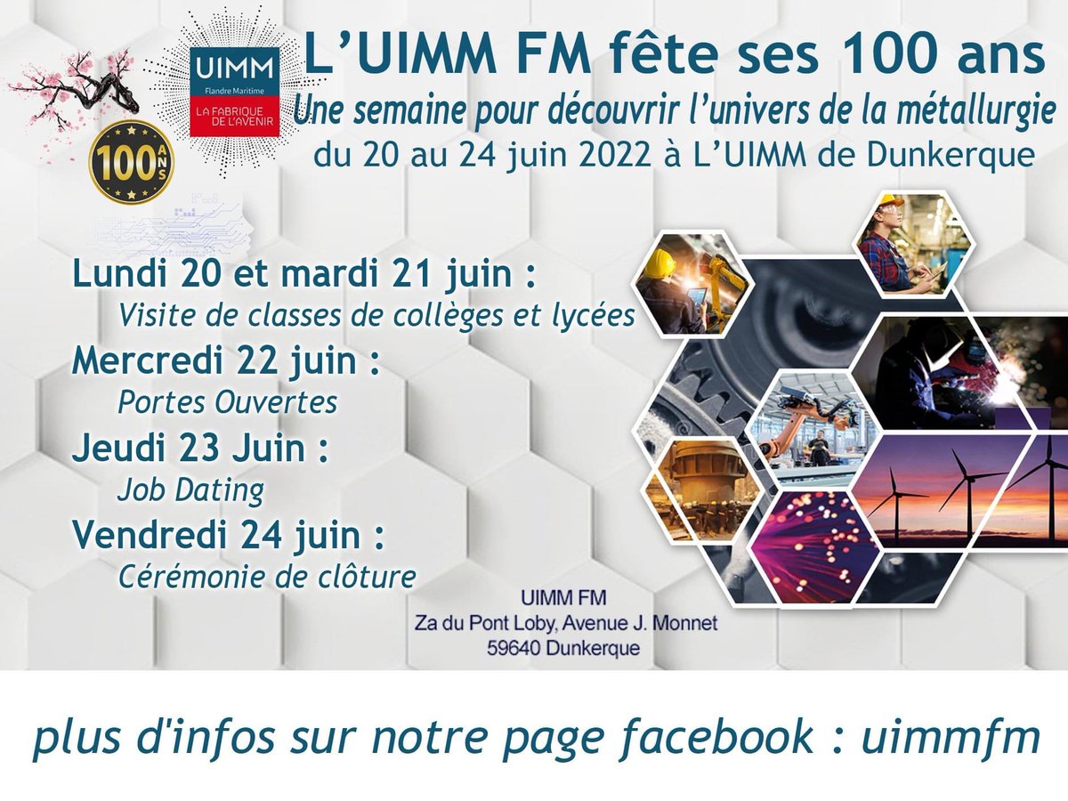 🗓 J-3 avant la semaine des 💯 ans de l’UIMM Flandre Maritime consacrée à l’#industrie de la #Flandre maritime et de la Flandre Intérieure!

#découverte #metiers #passion #fiersdefaire #recrutement  #forum #emploi #alternance
#formation #formationpro