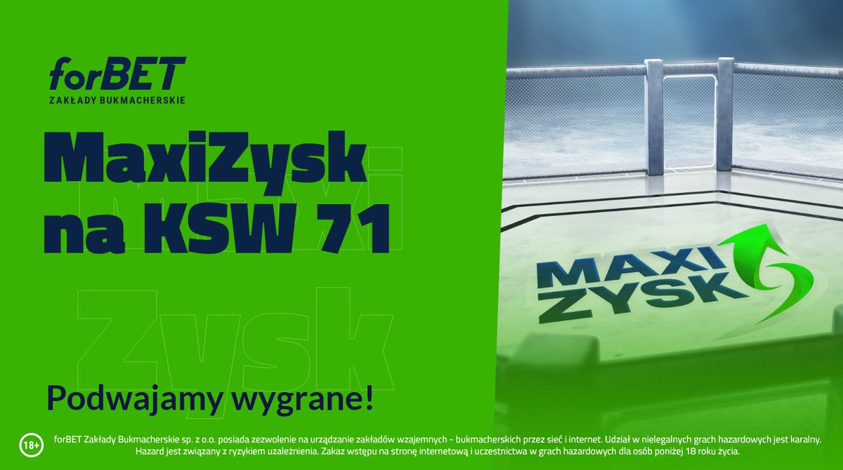 iforbetpl's tweet photo. Już w tę sobotę (18.06.2022) 71. gala KSW, podczas której zobaczymy kilka prawdziwych hitów 💥🥊

Na tę okazję mamy dla Ciebie naszą najlepszą promocję - MaxiZysk! Zagraj kupon i ciesz się dwa razy większą wygraną niż na standardowym kuponie! 🤑↗  https://t.co/9UVef0A83d https://t.co/0kzx9ysFC4