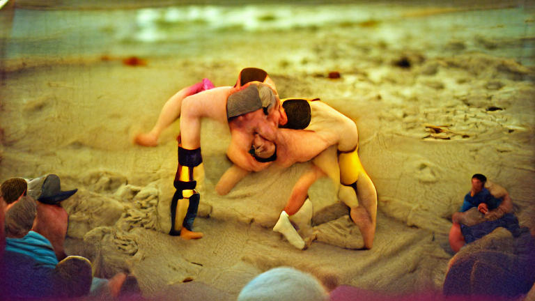 GayAI_'s tweet photo. #GayAI Wrestlers on the beach https://t.co/46hh0s7wtm
