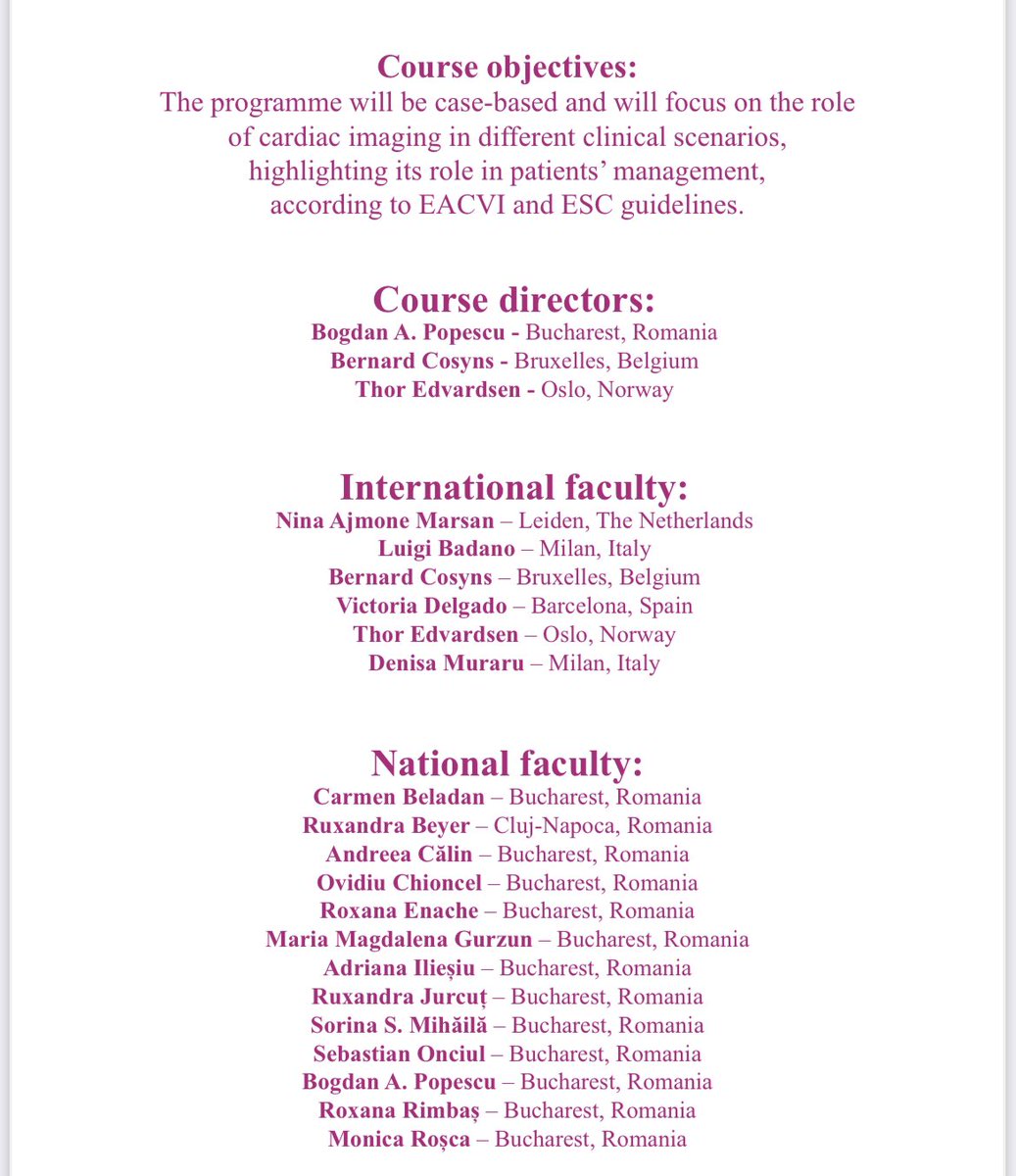 Cardiac Imaging in clinical practice is starting. Happy and honored to be part of it. 
      First session with Thor Edvarsen, Bogdan Alexandru Popescu, and Denisa Muraru.
      We are waiting for you onsite.. and online.