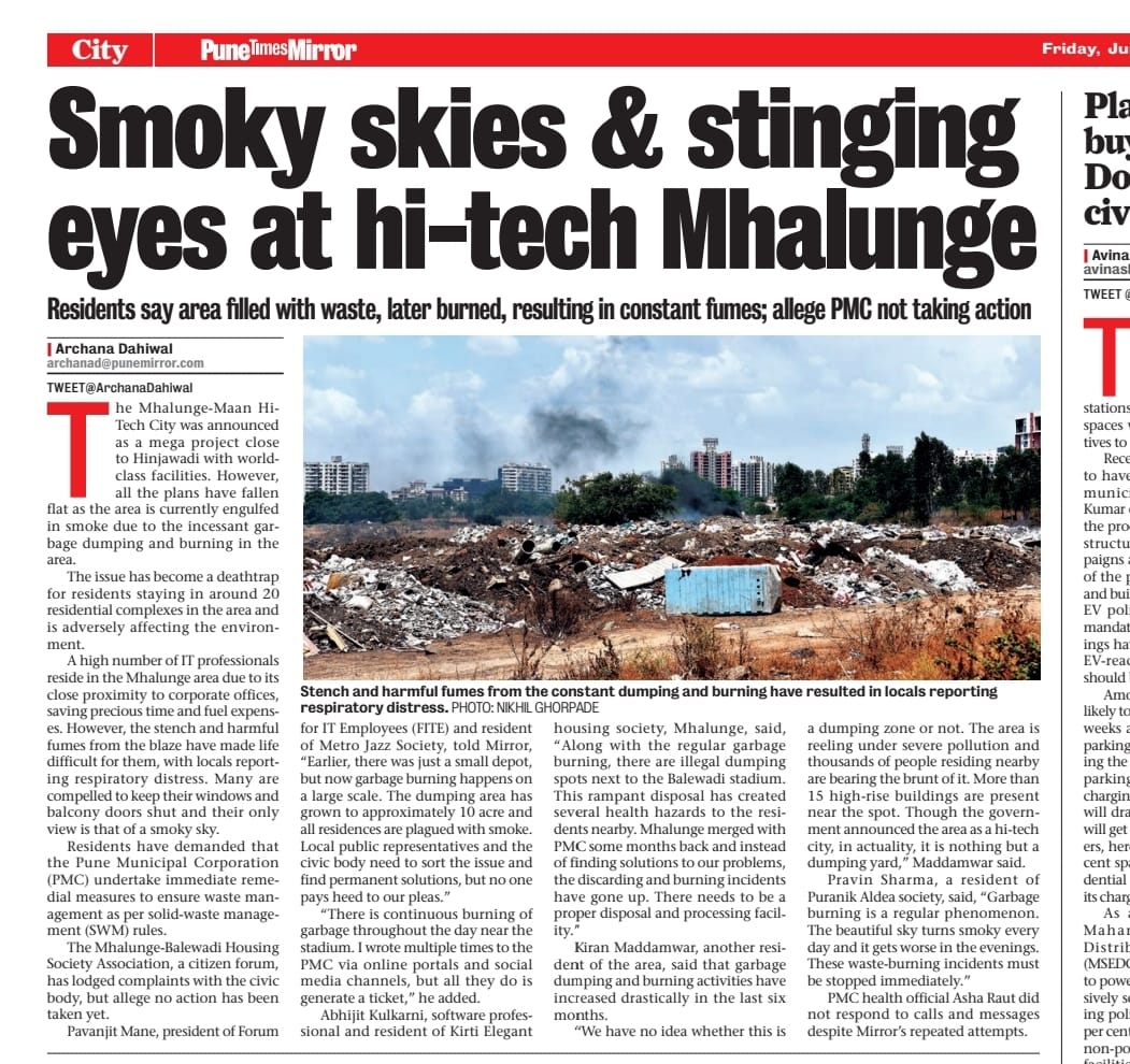 On paper #Mhalunge is added to PMC in reality we haven't got any benefits .
#SmokeFreePune #HitechCityMhalunge #Mhalunge 
#SmokeCity #StopGarbageBurning
 
@mohol_murlidhar @JagtapSpeaks 
Plz visit mhalunge @PMCPune