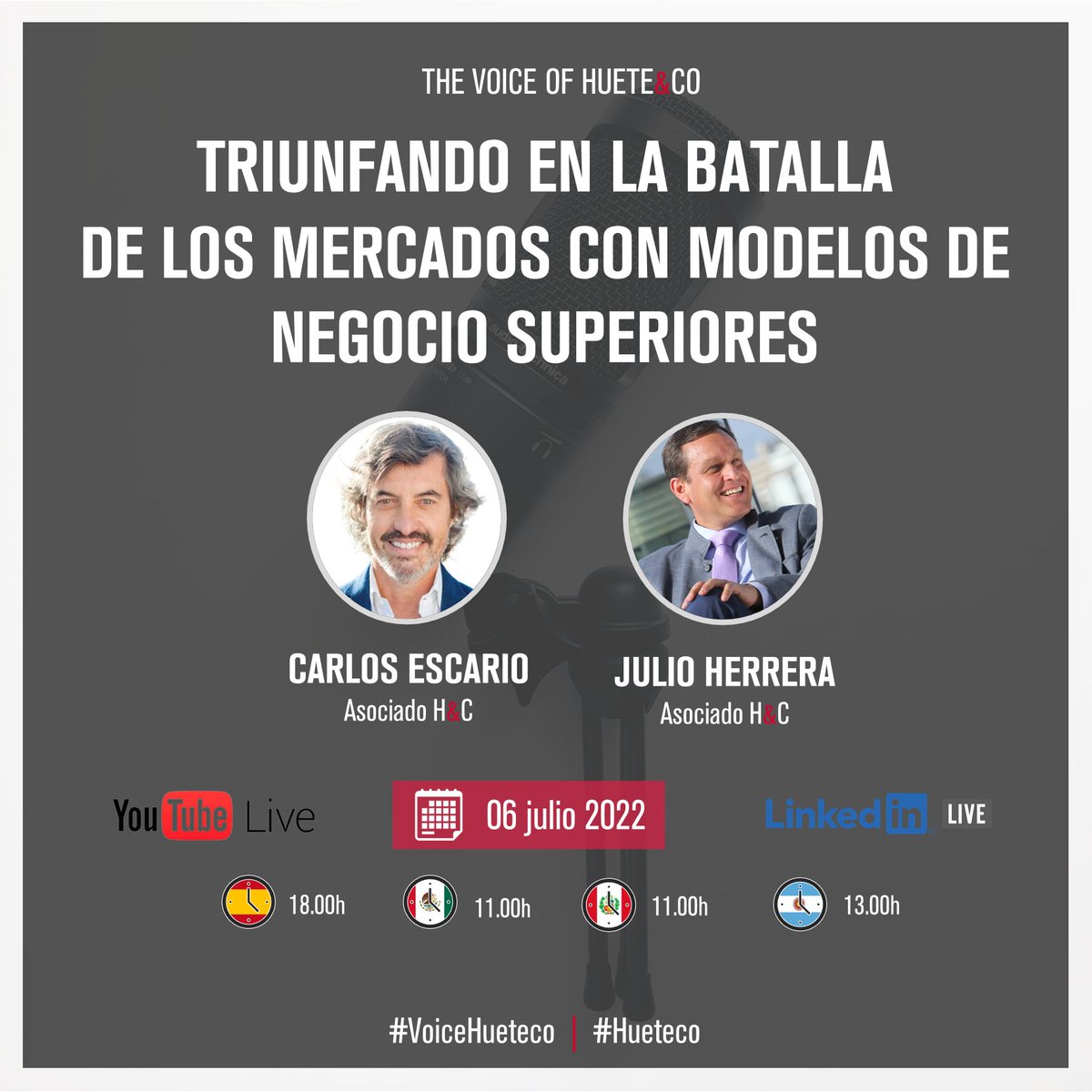 Próximo 06 de julio estaré en directo a través de los canales de <a href="/Hueteco/">Huete&co</a> junto con mi compañero y amigo Julio Herrera, hablando de #estrategia y de modelos de negocios. ¡Os espero!

linkedin.com/video/event/ur…