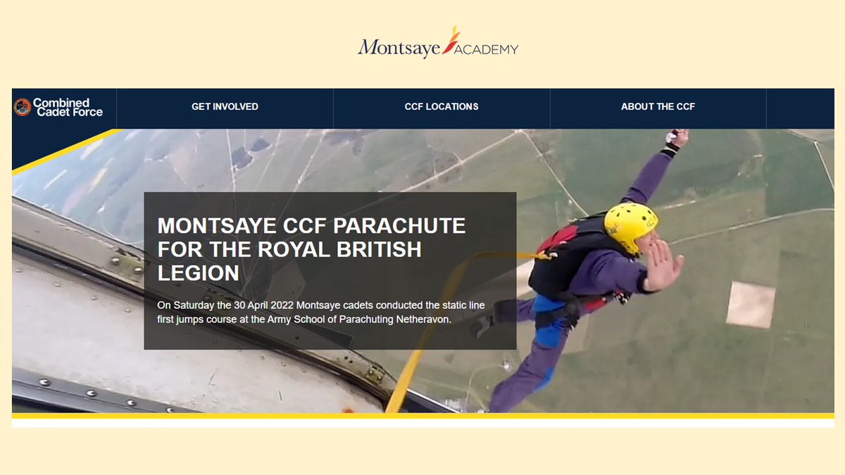 The story of our CCF's recent parachute jump is now on the CCF website.  Follow this link for full details: 
combinedcadetforce.org.uk/news/montsaye-…
#TheNextERA #agreatplacetolearn