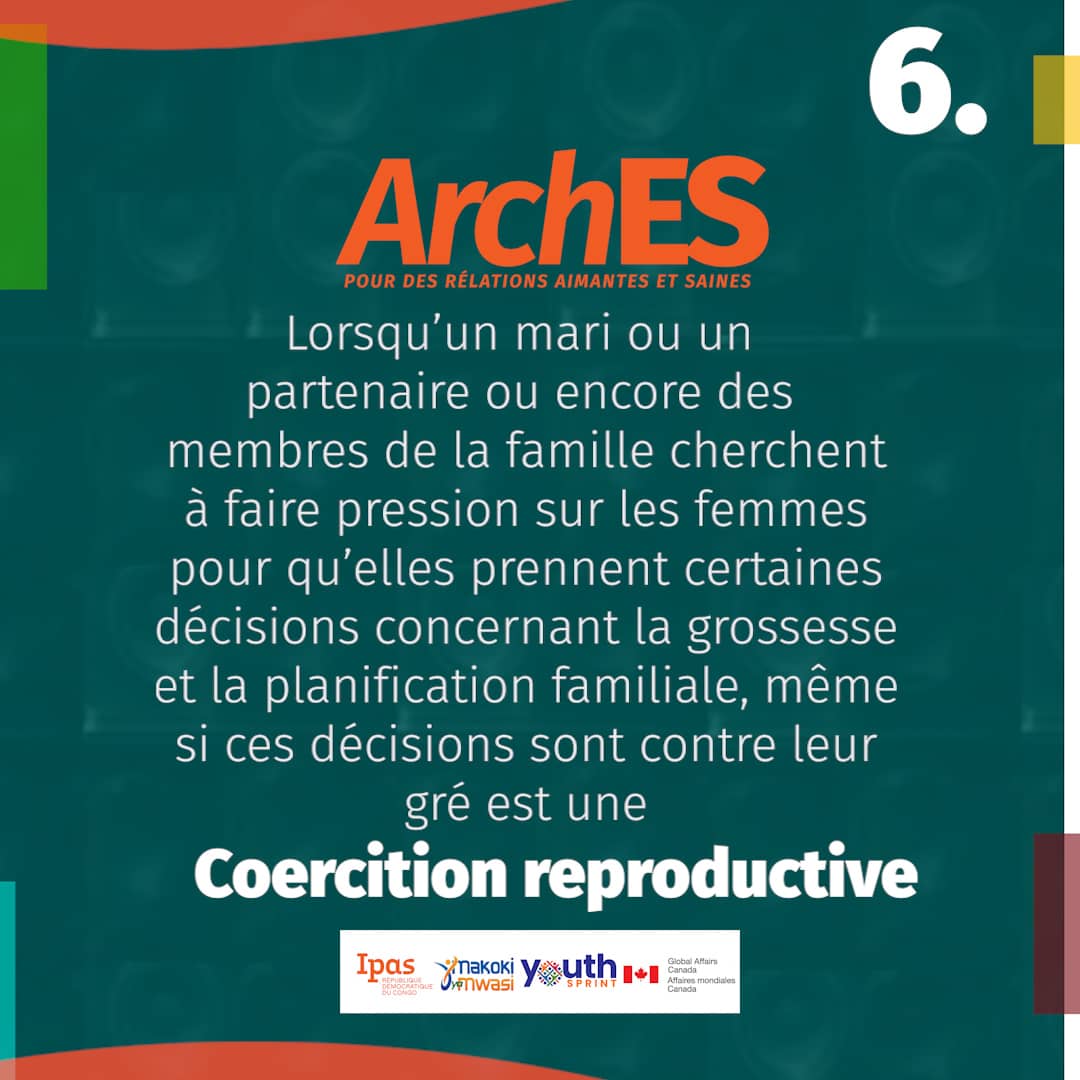 Mechack1Kaya's tweet photo. #ARCHES: Lorsqu'un mari ou partenaire fait pression sur la femme pour qu'elle prenne certaines décisions concernant la grossesse ou la planification familiale contre son gré est une #Coercition_Reproductive #STOPVBG https://t.co/g3E7vFJS82