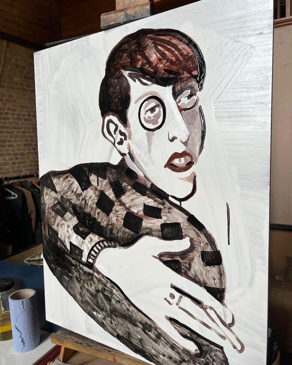 ItsintheM's tweet photo. Our set design work in progress! By the super talented @JamesVaulkhard. Do you recognise these famous faces from cabaret’s golden days? Come and see us @hopemilltheatr1 next week! https://t.co/tC45mGZABS https://t.co/G2I1BOB8qy