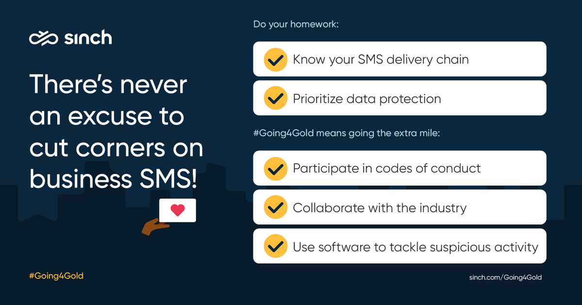 wearesinch's tweet photo. The credibility and integrity of Europe’s business SMS messaging industry relies on trust and the enforcement of #GDPR and the highest data protection standards. Build a best practice checklist and keep #Going4Gold. Read more: http://https://t.co/RflNCre4Ms https://t.co/HllWhtDqRV