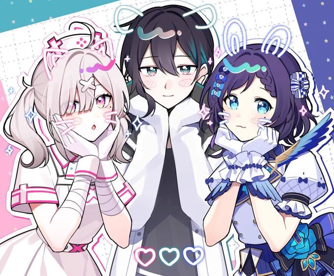 #ういはぁーと #灰画 #いらすこや 
3Dコラボ楽しみすぎるの絵
⚠黛さんの顔が操られています 