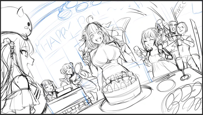 ちなみに没になっちゃった誕生日絵。 