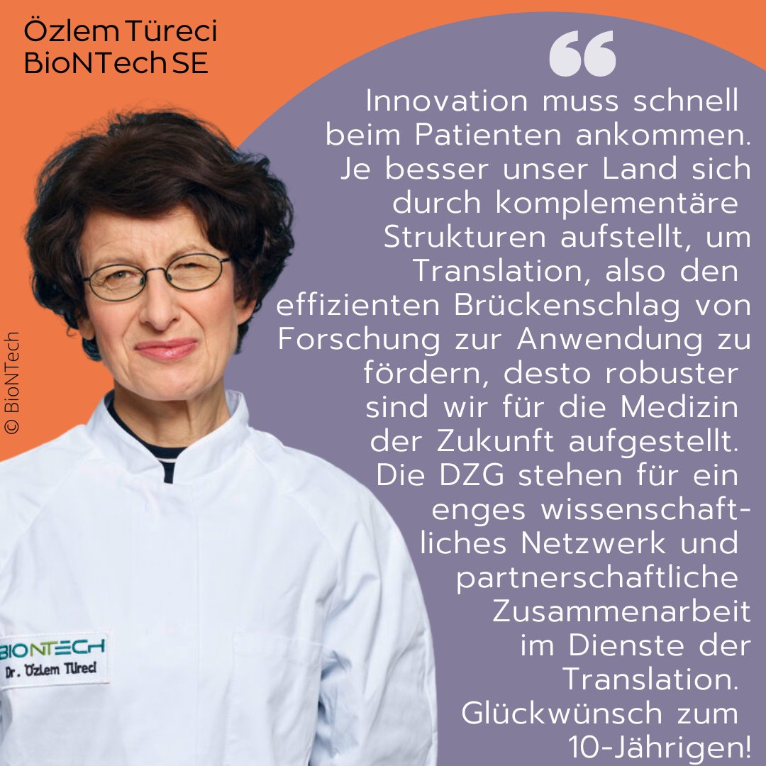 DZIF_'s tweet image. Seit 10 Jahren 🎂🎈 fördern wir translationale Forschung #FromBenchToBedside 
Wissenschaft, die am Patientenbett ankommt ist auch zentral für Prof. Özlem Türecis Arbeit @BioNTech_Group  
@UnimedizinMainz
Danke fürs Gratulieren👇🏼 
10 Jahre #DZG Dt Zentren der Gesundheitsforschung