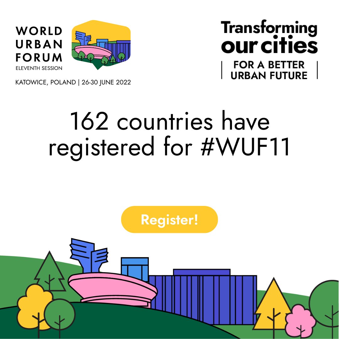 Join #WUF11 from anywhere in the world by registering as an online participant. 

We will be focused on creating a better future for all. These are conversations you don't want to miss! 🌇

Registration closes on 25 June 2022
👉wuf.unhabitat.org