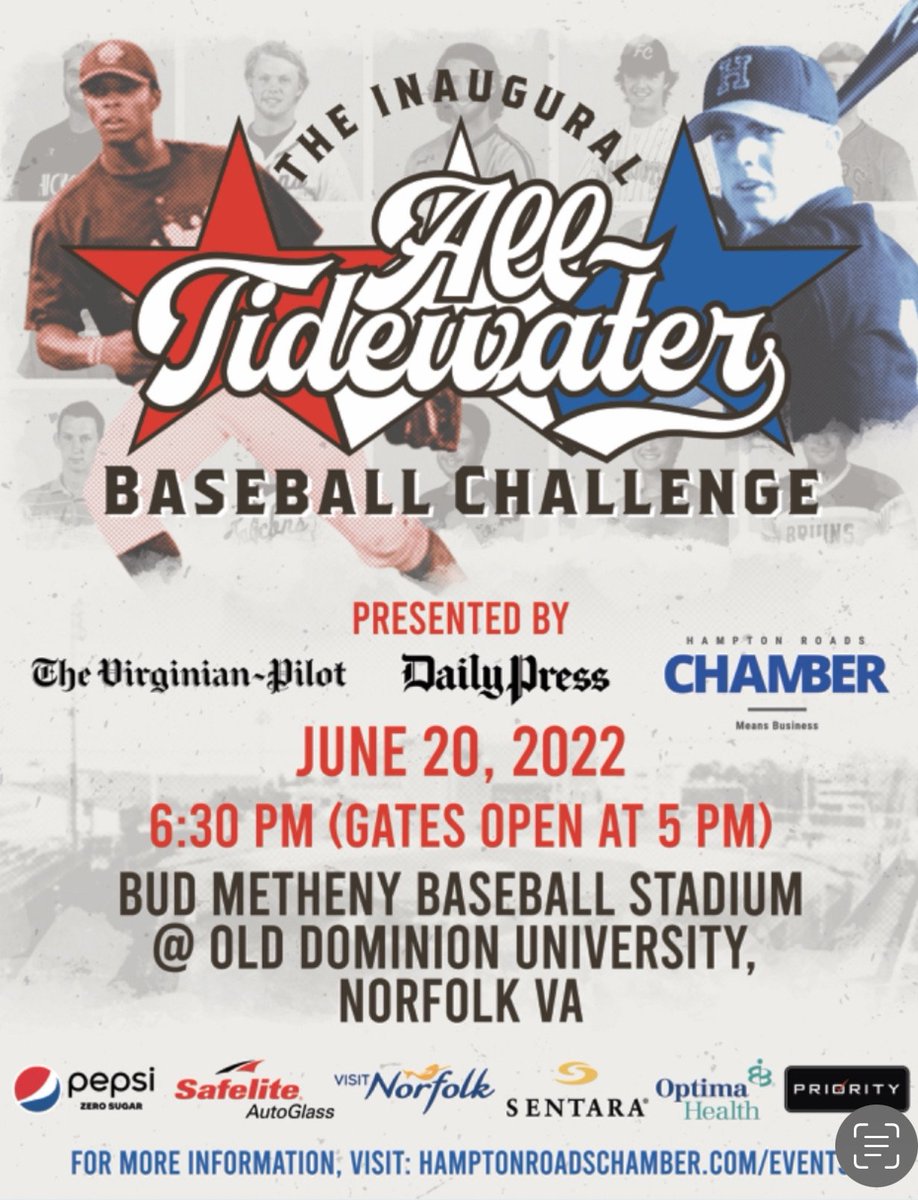 HRSC757's tweet photo. Check out some of the best high school baseball players in the area at the All-Tidewater Baseball Challenge this Monday, June 20!

@LHRubama
@PilotSportsNow
@Chamber757
@DP_Sports

https://t.co/1JMrqTbgiq https://t.co/SqizLMgotd