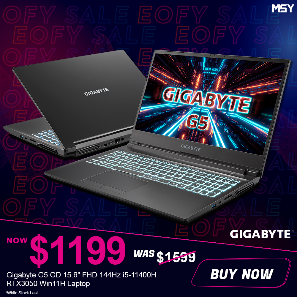 msytechnology's tweet image. Portable gaming and working with ease with the Gigabyte G5 laptop!

Come check them out now
msy.com.au/online/
