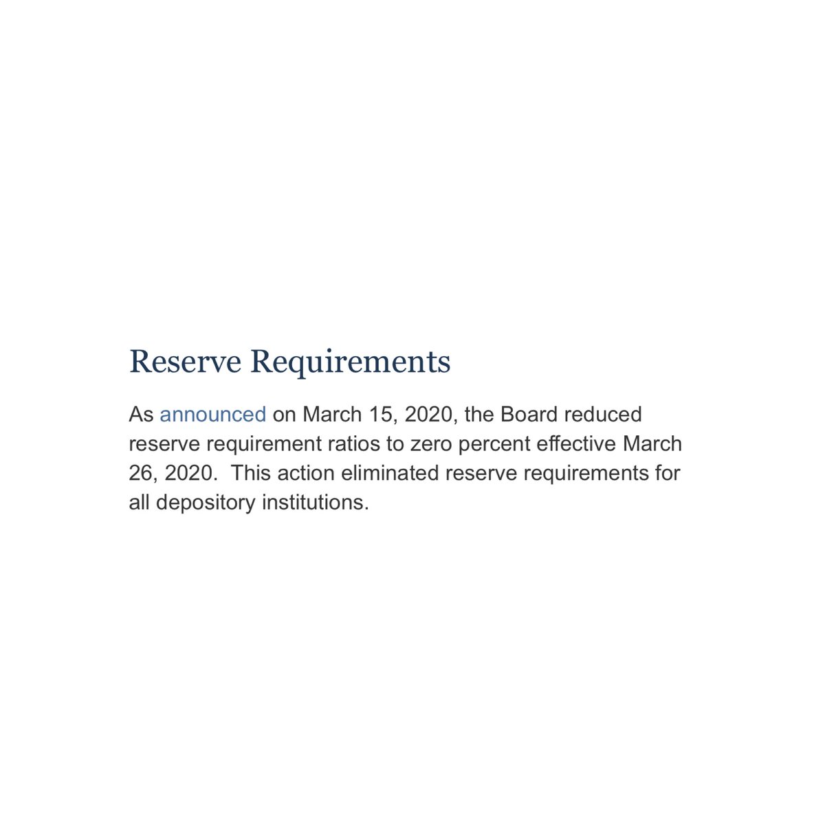 LPcandidates's tweet photo. People still think banks have reserve requirements for loans…they have had their own money printer for 2 years... https://t.co/JA5GltdQZd