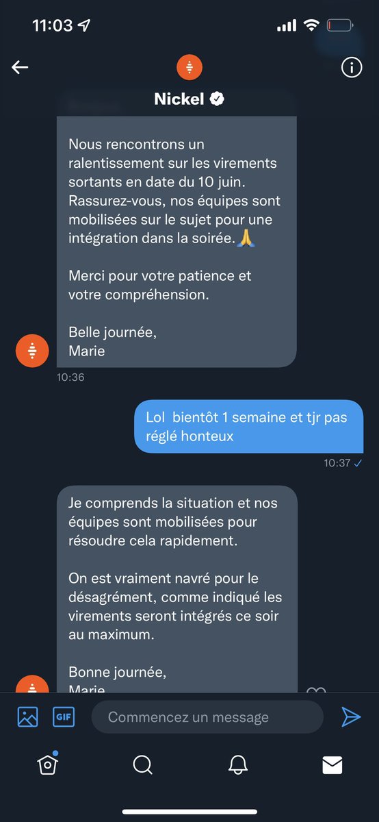NassLoko's tweet photo. @CompteNickel leur réponse est à vomir ( de la patience ) https://t.co/ctsID8g7OB
