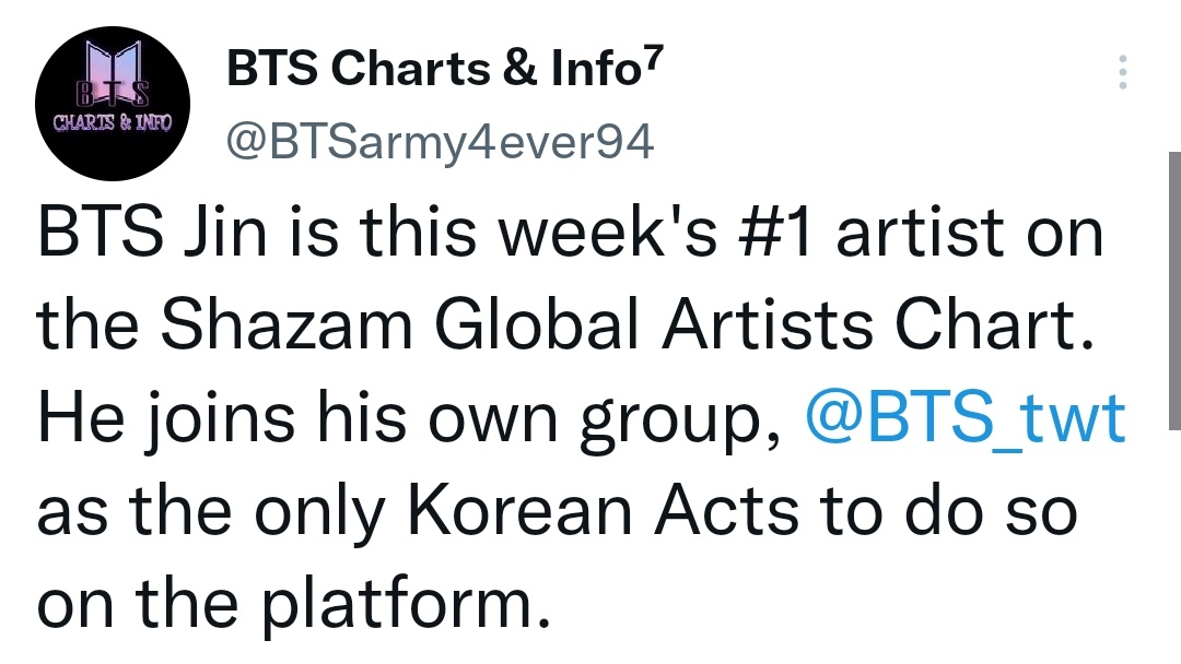abyss_dandelion's tweet photo. ALL FOR YOU JIN &amp; Congratulations Jin trending under music topic 🥳

Seokjin the first korean soloist to be #1 on this week's Shazam Global Artists Chart 🎊👏 

Love listening to #Yours_Jin and tuning in to #SuperTuna_Jin by #JIN #BTSJIN from @BTS_twt https://t.co/wsHL0QtB9c