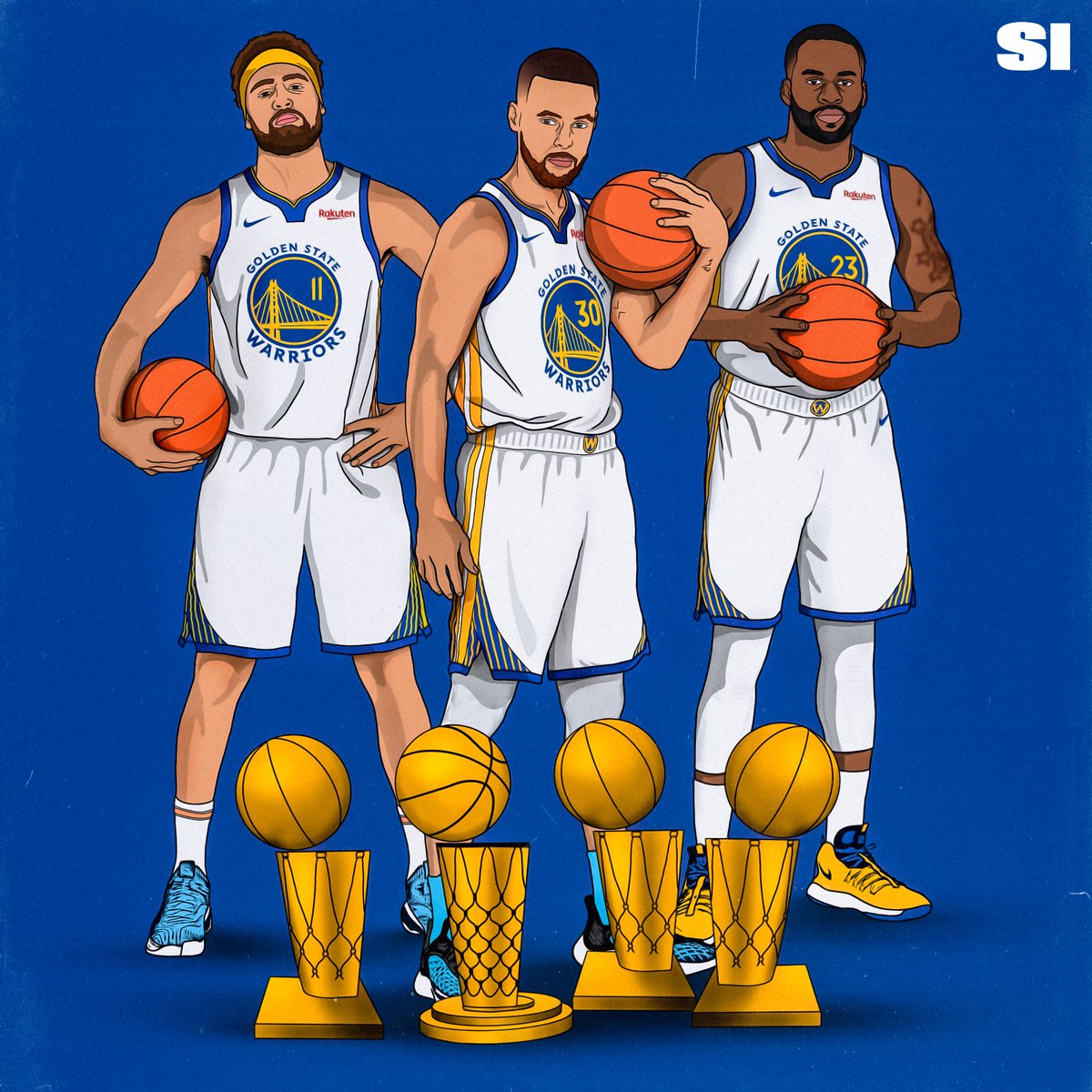 SInow's tweet photo. THE GOLDEN STATE WARRIORS ARE NBA CHAMPIONS!

Steph, Klay, and Draymond add another Larry O’Brien Trophy to the collection 🏆🏆🏆🏆 https://t.co/xQhdpOZ6Yw