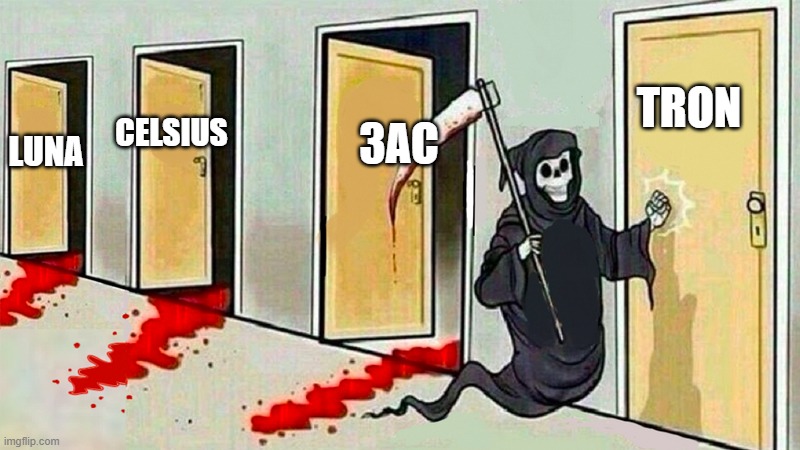 TONDailyTK's tweet photo. Knock knock, who's next? 👀

Look at the positive side, this bear market is a purge of bad projects, scams, etc. and truly good projects will survive and will be the gems for the next bull market 👍 https://t.co/tq8MWl4Ha8