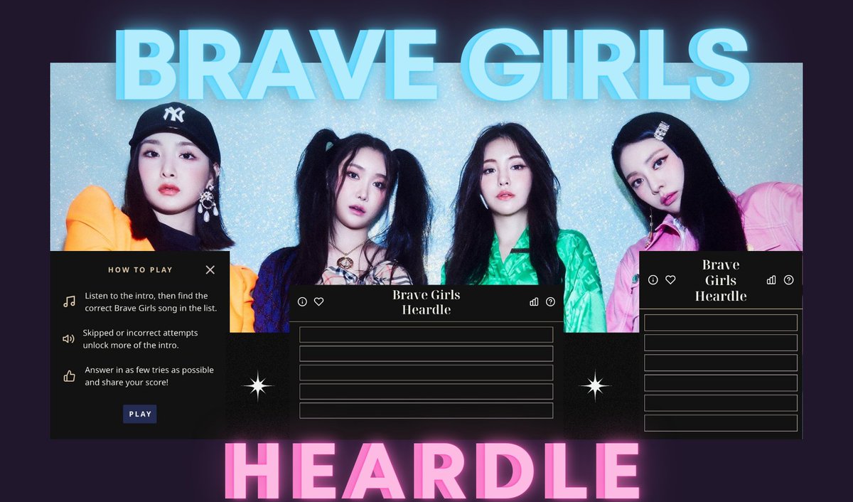 bgspotifydata's tweet photo. Test your Brave Girls discography knowledge with #bravegirlsheardle 🔊💛

▶️https://t.co/DTnc1tsNLB https://t.co/SbwaHKVeV0