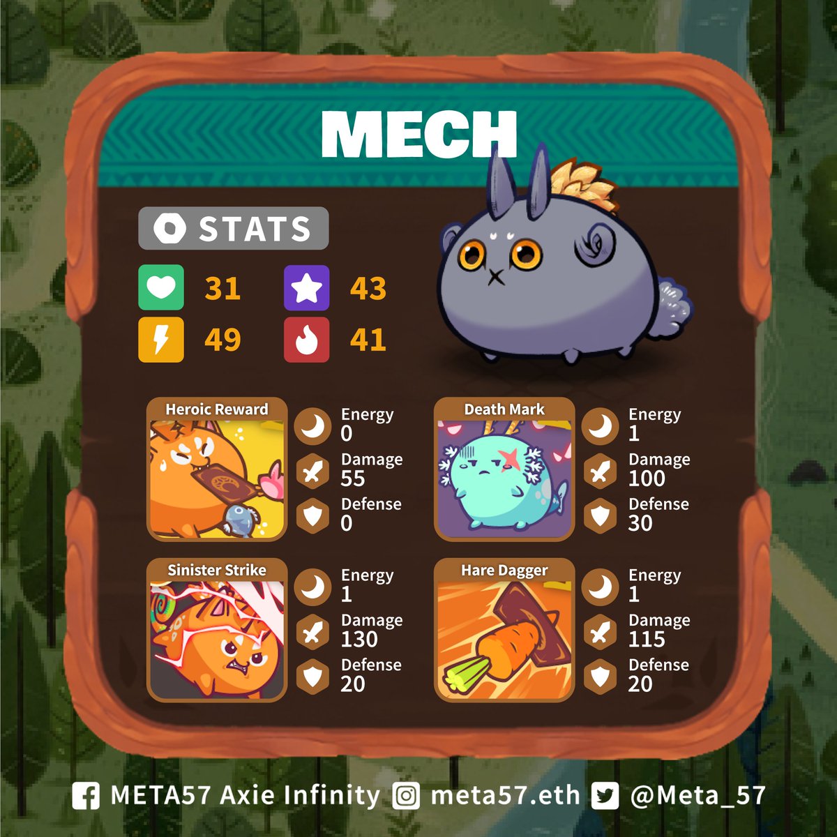 Meta_57's tweet image. Ever wanted to deliver the attacks of the Bird Mech Plant team? META57’s got you! 😉

Join META57 now and bring out your best with our outstanding team compositions! The team is waiting for you! 🙌

Apply now, experienced players!
tinyurl.com/meta57-axie-sc…

#AxieInfinity
#P2E