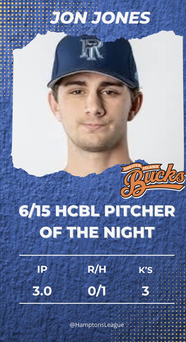 HamptonsLeague's tweet photo. Here are the HCBL nightly awards from 6/15 which go to Andrew Flowers and Jon Jones of @SIBucks.

@nutimberwolves @RhodyBaseball https://t.co/tEmN3knoPC