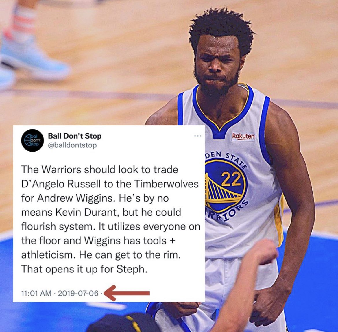 balldontstop's tweet photo. When you talk as much as I do on the game you gonna be right at times, you will be wrong at times…but everything is done with depth. This is one of my all-time favorite calls. The epitome of eye test coming to life. Wiggins the second best player on an NBA title run. https://t.co/kD6SyzK4w9