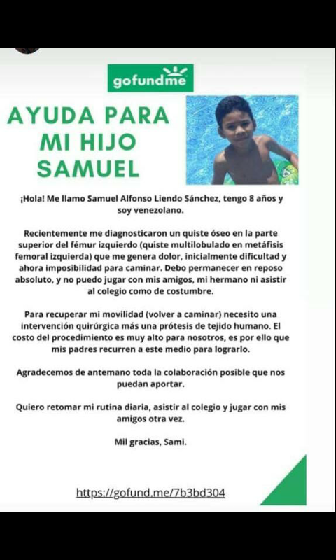 LeonorLedezma2's tweet photo. Por favor ayúdame a difundir. Es el hijo de mi prima y necesita ser operado @AlexaGomezDos https://t.co/BT7ECTIpbf