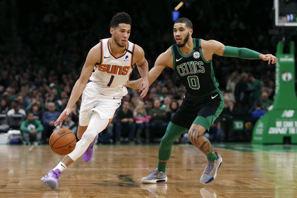 NBA Finals: 

Jayson Tatum: 21 PPG on 34% FG

Devin Booker: 28.2 PPG on 45% 

Lets slow down when comparing these two. Booker shows up in The Finals.