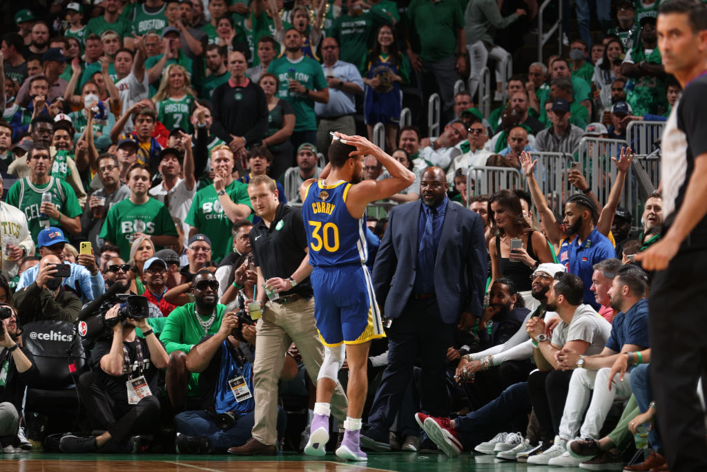 Only 6 players in NBA history have 4 rings, multiple league MVPs, and a Finals MVP:

LeBron James, Michael Jordan, Magic Johnson, Kareem Abdul-Jabbar, Tim Duncan and, now, Steph Curry.