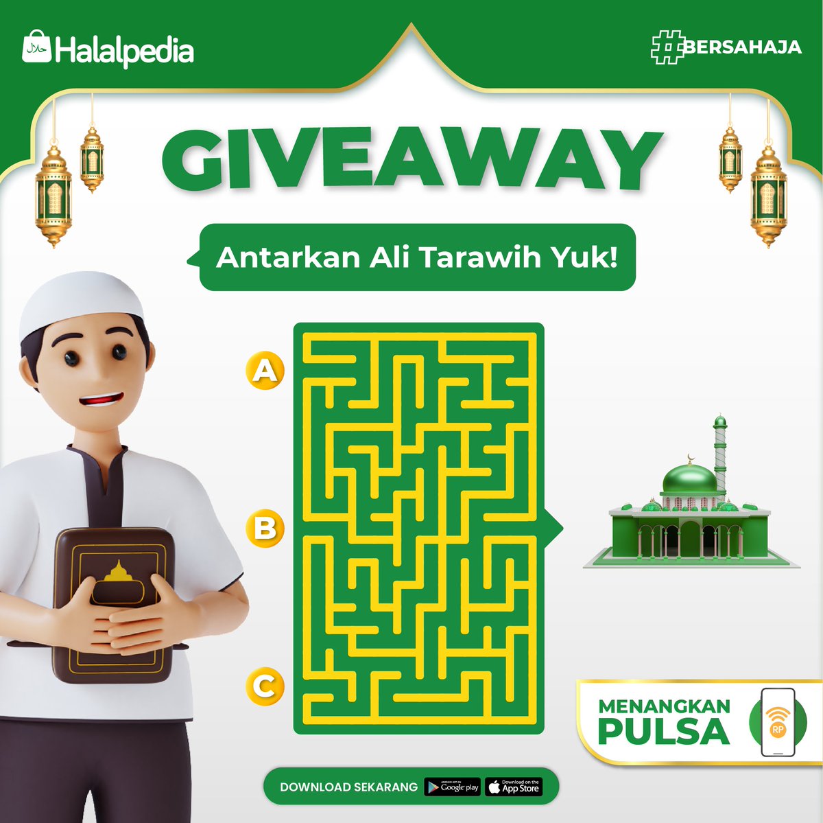 halalpediacare's tweet photo. Mau GIVEAWAY?!π’
Anterin Ali ke masjid yuk, kira-kira jalan mana yang langsung sampai ya? Jawab & dapatkan pulsa~
Caranya:
1. Follow @halalpediacare
2. Like & retweet sebanyak-banyaknya
3. Jawab di kolom reply
Goodluck!π
#WeGot You #giveaway #pulsa
https://t.co/2xQto22f8M https://t.co/Cr8n4JEw5p