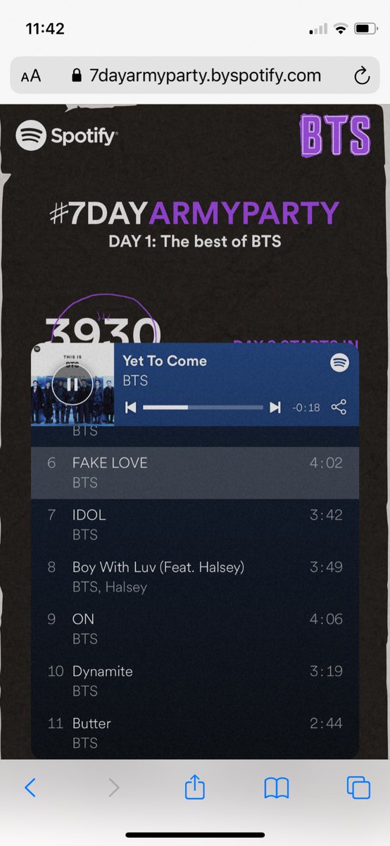 #SpotifyARMYDAY1 Spotify makes enjoying BTS tracks easy through these daily ARMT listening parties. Join in and stream these beloved tracks from the Proof anthology! 💜