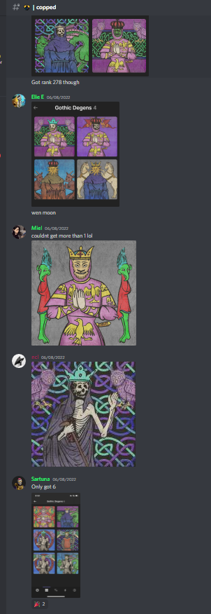 We told members to mint gothic degens for .07 SOL. They now currently sit at a 3.5 SOL floor price which is a 50x 🚀