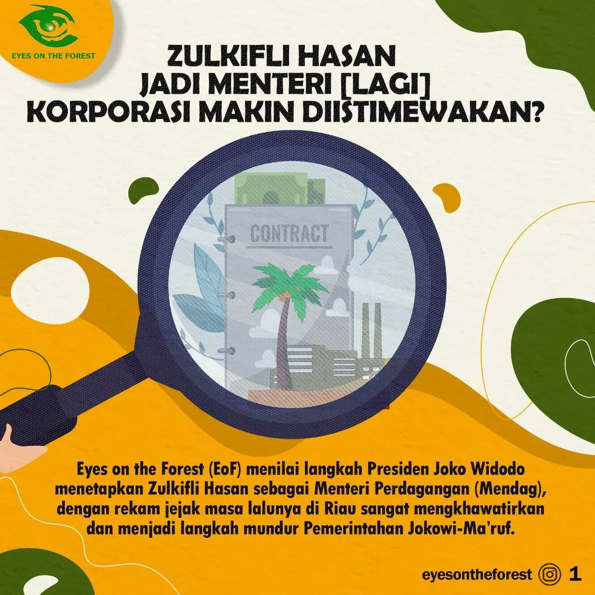 Eyesontheforest's tweet photo. Zulkifli Hasan jadi Menteri [lagi], korporasi makin diistimewakan? https://t.co/iL7G6TCFNZ