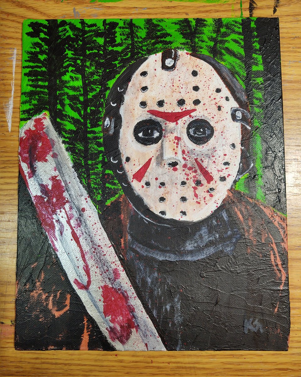 mrkpacgreen's tweet photo. New Jason painting for this weekend @sinistercreaturecon acrylic on 8" x 10" canvas panel

#kevingreenart #verdantcreation #horror #fridaythe13th #jasonvoorhees #jason https://t.co/h8JbawRNJg