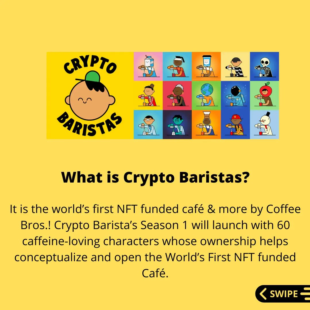 raydhack's tweet photo. Crypto Barista is the world’s first #NFT funded café &amp; more by Coffee Bros.! Owners of a #CryptoBarista enjoy caffeinated perks for life at all future cafe spaces and websites. 

It solve the three lacking pieces in many NFT projects, governance, community, and ownership. 
#web3 https://t.co/1G3topxaMR
