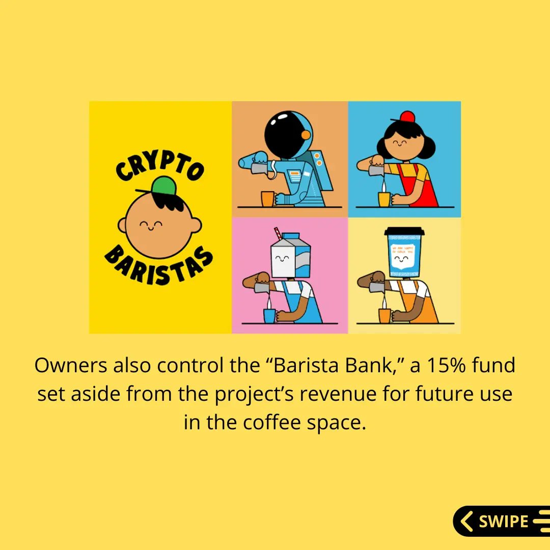 raydhack's tweet photo. Crypto Barista is the world’s first #NFT funded café &amp; more by Coffee Bros.! Owners of a #CryptoBarista enjoy caffeinated perks for life at all future cafe spaces and websites. 

It solve the three lacking pieces in many NFT projects, governance, community, and ownership. 
#web3 https://t.co/1G3topxaMR
