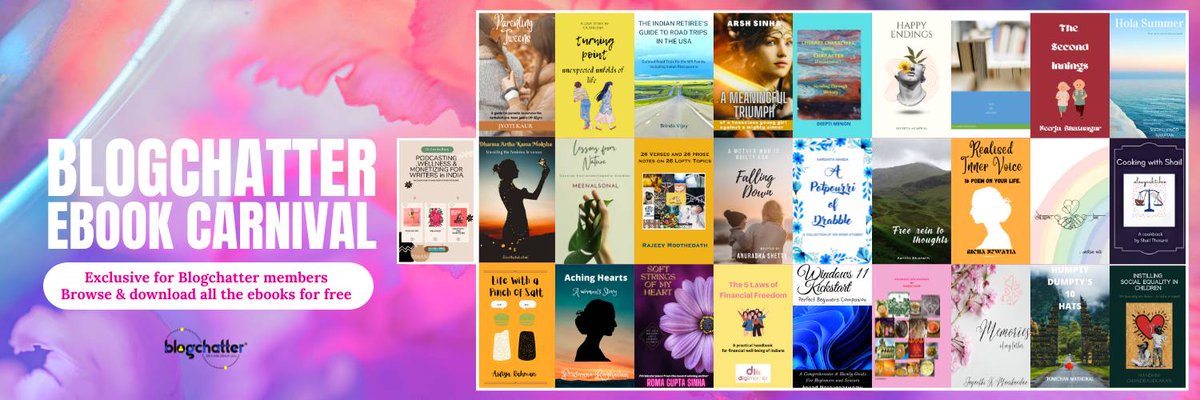 blogchatter's tweet photo. Did we tell you that there are lumpsum reward points for reading and reviewing 3 and more #BlogchatterEBook carnival books? The best part -- the books are all free to download! Choose your next reads: https://t.co/709WbZXyoy https://t.co/SH8wad0Joq
