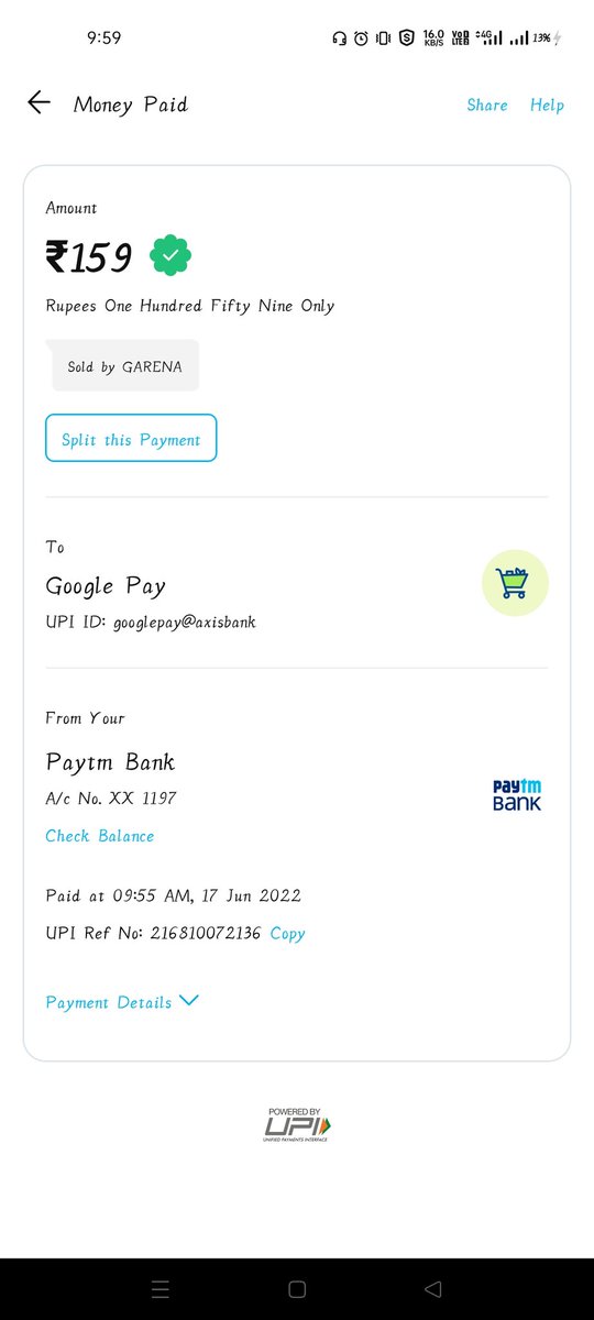cricdeep's tweet photo. @IndiaFreeFire 

I bought a weekly subscription on FF, payment was made through paytm but not received in my game account.

Game UID - 1626919364 https://t.co/8kOsvfKs7g