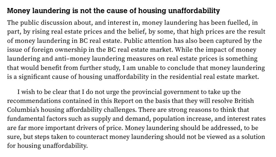 vancolour's tweet photo. 🧵 While money laundering (ML) is not the sole cause of BC’s housing unaffordability, The #CullenCommission also concludes:
👉BC real estate is vulnerable to ML
👉Realtors have poor anti-ML compliance
👉Mortgage lending in BC has regulatory gaps that pose “significant” ML risk https://t.co/ZWqjsrIEsl