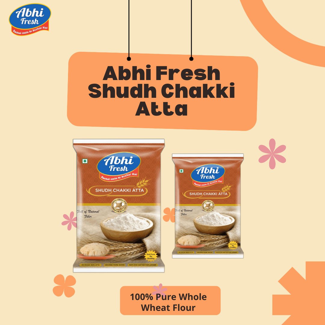abhifreshatta's tweet photo. Abhi Fresh Shudh Chakki Atta is a 100% pure whole wheat flour brand. This chakki Atta is rich in fiber and has no maida content. Rotis made from Abhi Fresh Atta stays softer for long time.
#ChakkiAtta #HealthyFood #FitIndia #Health #WheatFlour #IndianFood #Atta #PureAtta https://t.co/zKiREWMCmO