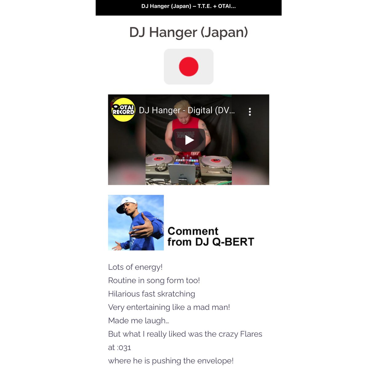KAMIKAZE DJ WORLD CUP
予選通過者にはスクラッチの神様
DJ Q-BERT大先生からコメント頂ける
と言う事で　決勝ラウンドに残りました㊗️
決勝も楽しみます😄

#kamikazedjworldcup #dj #djbattle
#scratch #djqbert #otairecord #tte