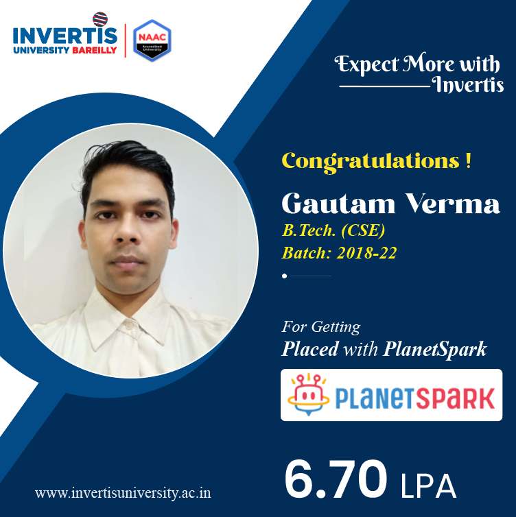 InvertisUni's tweet photo. Congratulations on getting placed with PlanetSpark Mr. Gautam 🎉 Keep working hard because your future is bright! Well done!
#PlanetSpark #congratulations #Btech #btechstudents #expectmore #AdmissionsOpen #admission2022 #empowerment #lifeatinvertis #bareilly #invertisuniversity https://t.co/z06AjpmG0X