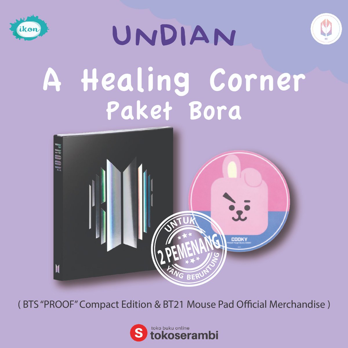 BTS_AHC_IDN's tweet photo. Let's get it, ARMY! STOK DI TOKOPEDIA MAKIN MENIPIS🙌

#AHealingCorner Sudah bisa dipesan ya di Toko Serambi 💜✨

Shopee: https://t.co/Z23Dp3gkLh

Tokopedia: https://t.co/9ZTqpR0W9C

#JourneytoSelfHealing #BTS_AHC_IDN #BTS #BTSARMY #MentalHealthMatters https://t.co/0YJ8UCVcDc