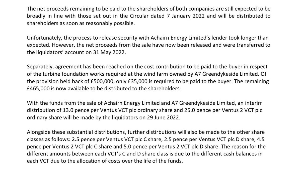 RidyardMike's tweet photo. Good news for VENTUS VCTs (In liquidation) shareholders.
A further distribution is due this month.😊👍
I hold #VEN2 https://t.co/qpRL3Wc1gx