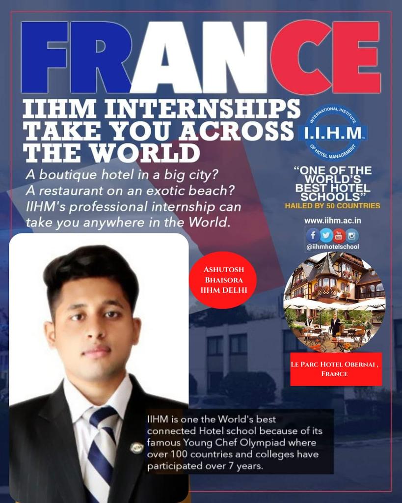delhi_iihm's tweet photo. Heartiest Congratulations to Ashutosh Bhaisora, IIHM Delhi campus student for being Selected for his training exposure in France. 

#trainingexposure #placement2022 #iihmdelhi #BestExposure #IIHMHotelSchools #IIHMBest3years #ForbesBestPlaceToStudy #france🇫🇷 https://t.co/S28kJiX6cn