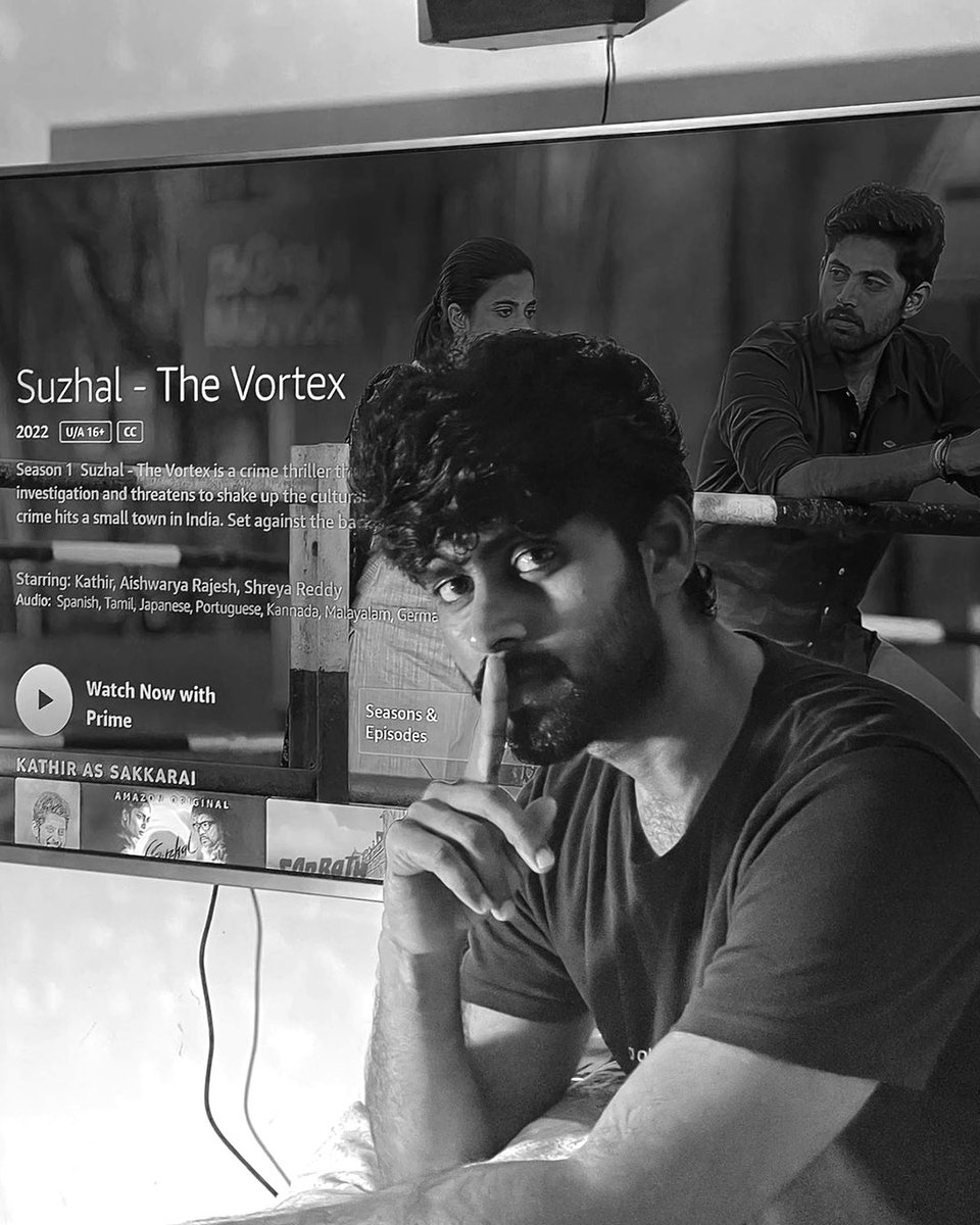 PrimeVideoIN's tweet photo. they have entered the vortex already, join in 🍿

#FirstDayFirstStream 
#SuzhalOnPrime, watch now 

@PushkarGayatri @AnucharanM @bramma23 @am_kathir @aishu_dil @sriyareddy @rparthiepan @wallwatcherfilm #MukeSwaran @SamCSmusic @ARichardkevin https://t.co/UO7zmw8SBM