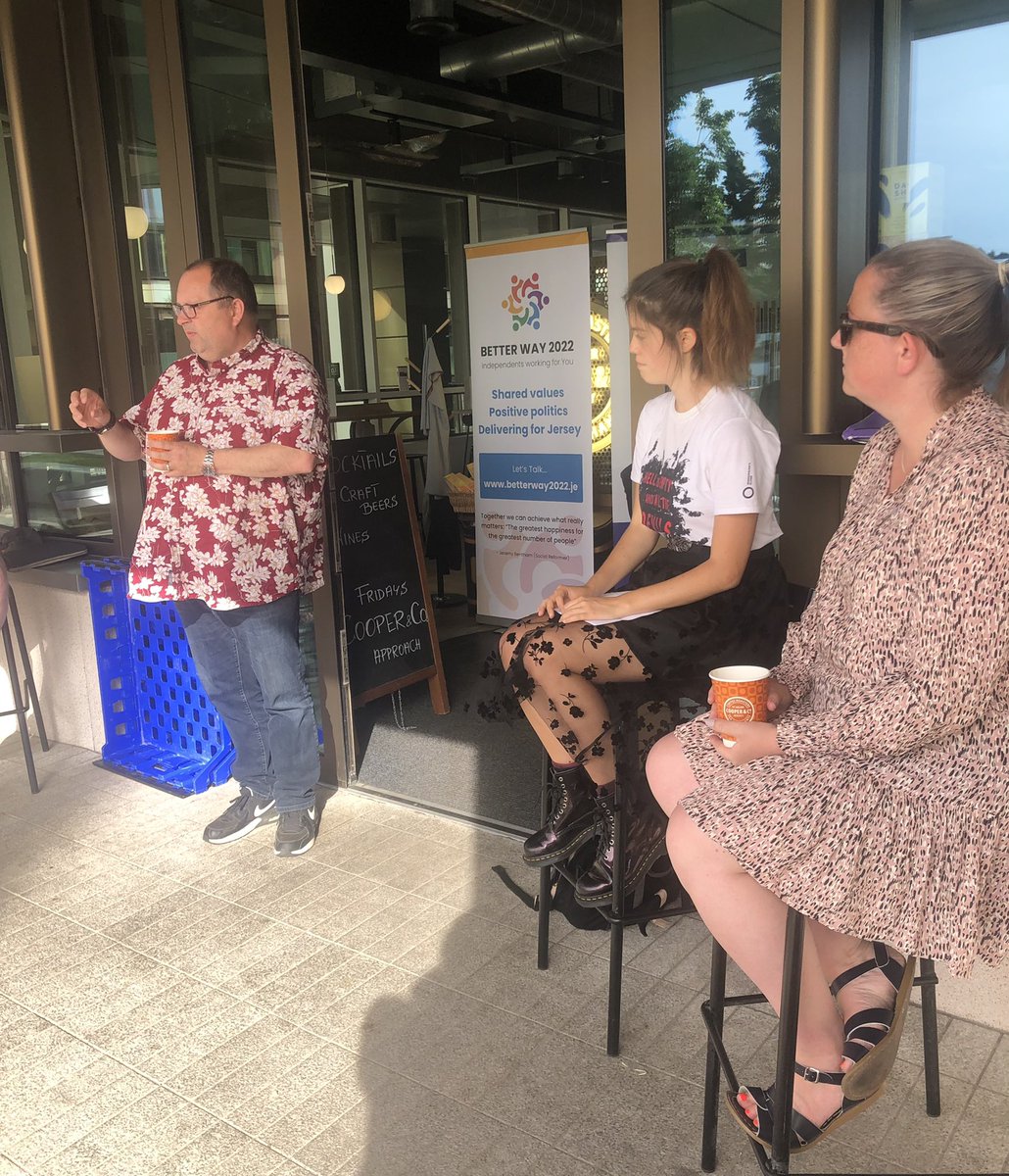 Let’s Talk moved outside last night.. our thanks to Ruby Filleul for leading  the conversation. Some great ideas and clear advice: to achieve change, particularly on matters environmental, keep it simple! <a href="/CooperCoffeeJsy/">Cooper & Co. Jersey</a> @JeYthParliament